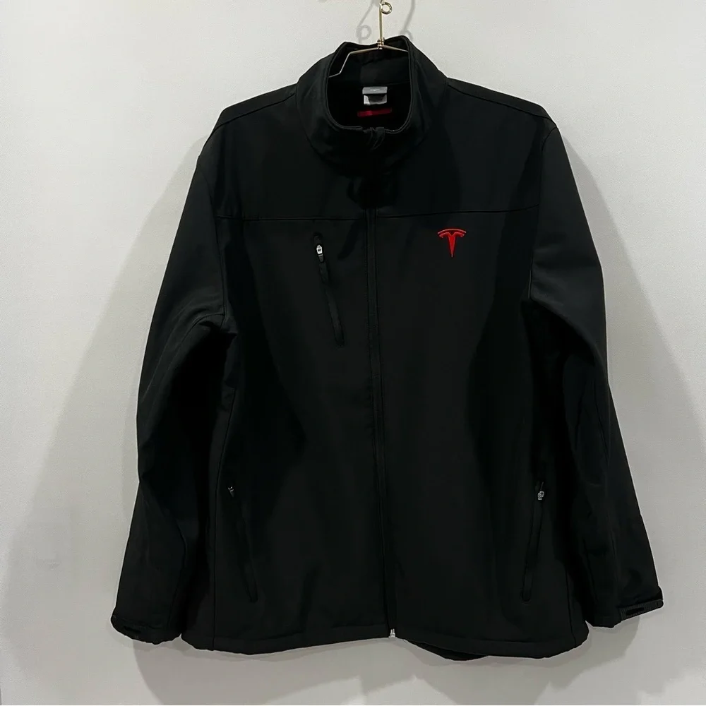 Tesla Men's Sz Large Motor Corporate Employee Black Jacket Red Embroidered Logo